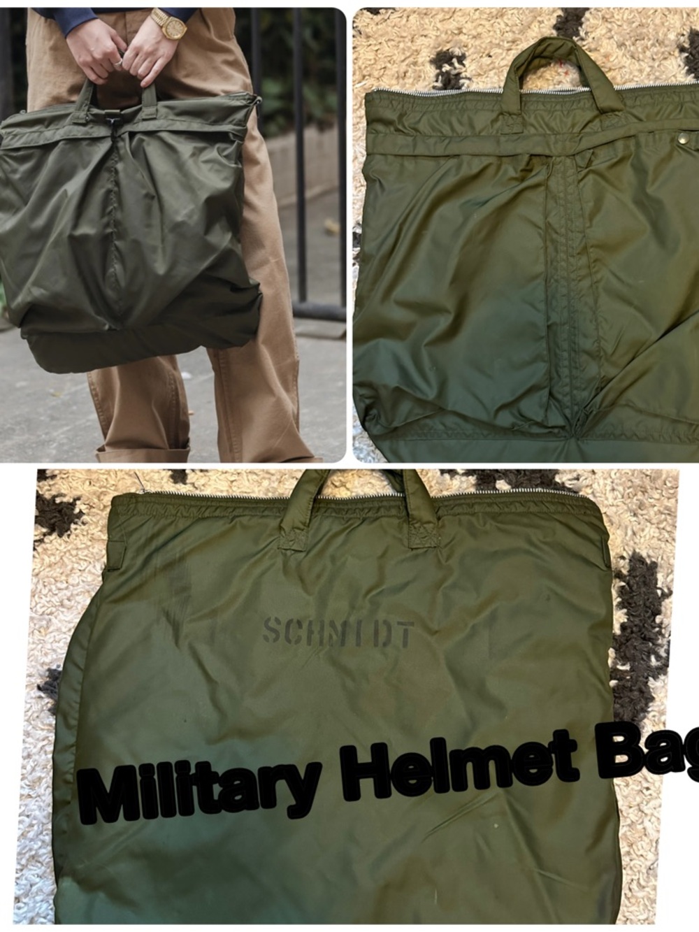 Military-Style Helmet Bag Jacket - Olive Green